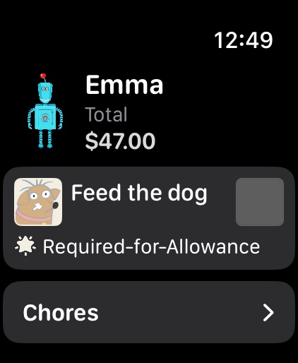 Emma&rsquo;s next chore on an Apple Watch